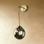 Glass Globe LED Light Wall Sconce with Long Brass Stem