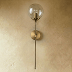 Glass Globe LED Light Wall Sconce with Long Brass Stem