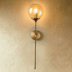 Glass Globe LED Light Wall Sconce with Long Brass Stem
