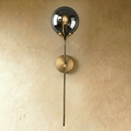 Glass Globe LED Light Wall Sconce with Long Brass Stem