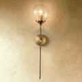 Glass Globe LED Light Wall Sconce with Long Brass Stem