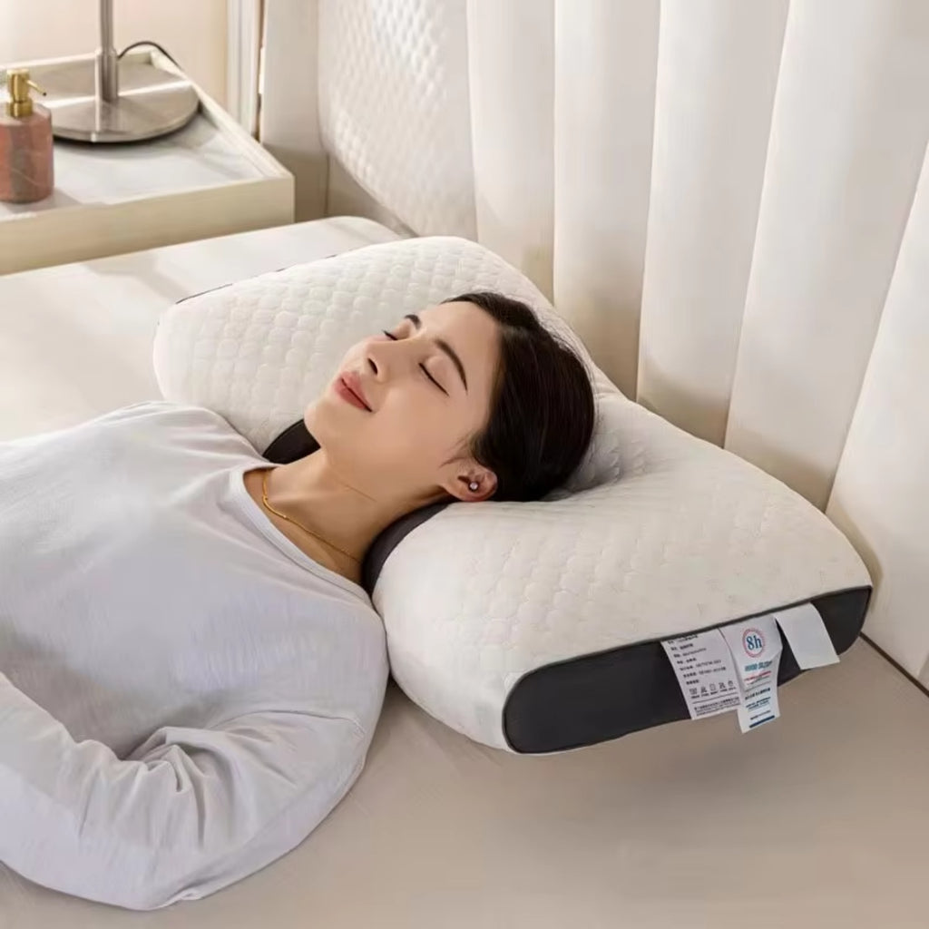 Ergonomic Contour Neck Pillow with Breathable Honeycomb Knit Cover