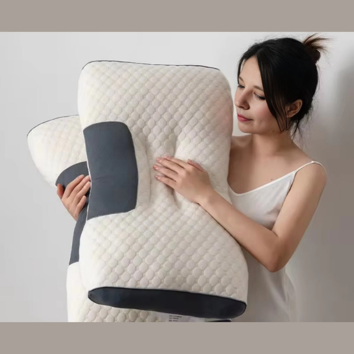 Ergonomic Contour Neck Pillow with Breathable Honeycomb Knit Cover