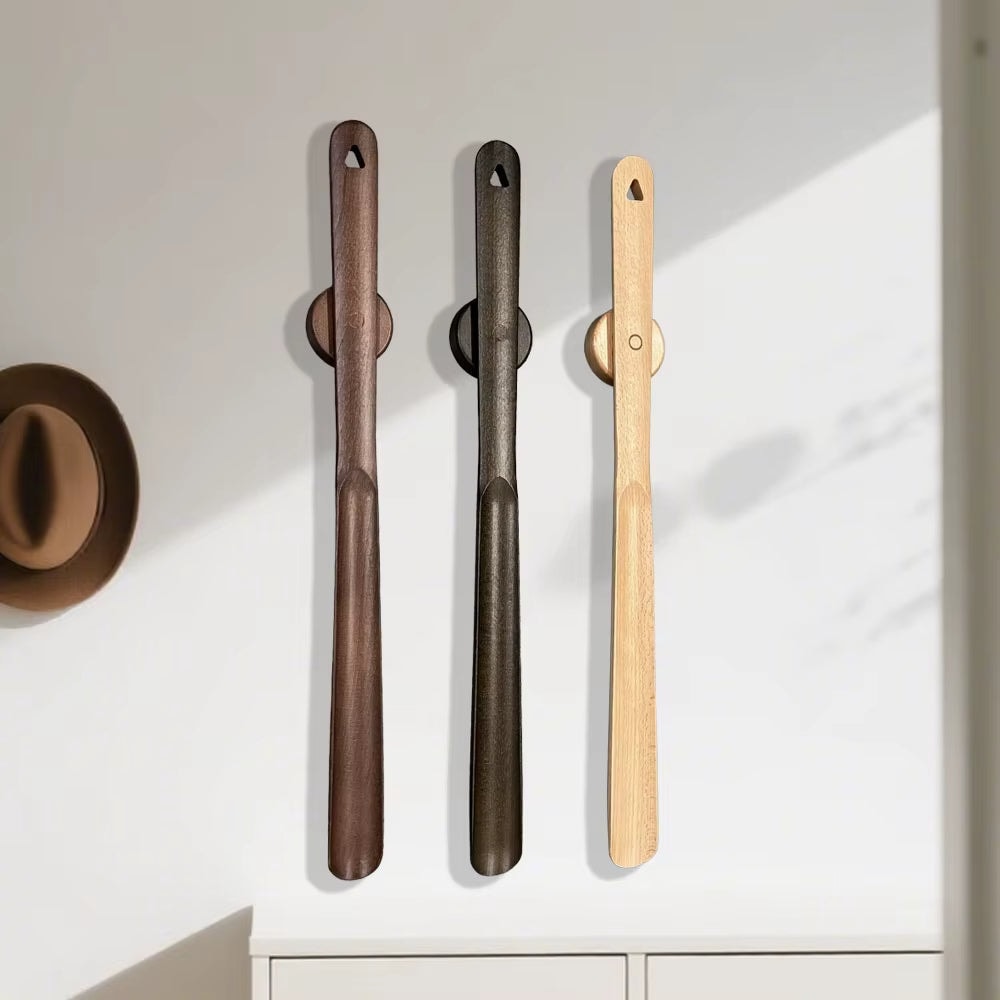 Extra Long Handle Shoe Horn with Wall Mount for Easy On Without Bending