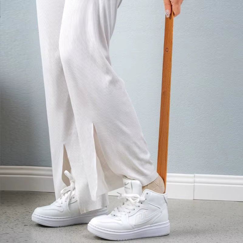 Extra Long Handle Shoe Horn with Wall Mount for Easy On Without Bending