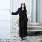 Extra Long Plush Flannel Robe for Women Warm Winter Bathrobe