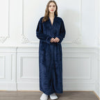 Extra Long Plush Flannel Robe for Women Warm Winter Bathrobe