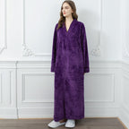 Extra Long Plush Flannel Robe for Women Warm Winter Bathrobe
