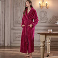 Extra Long Plush Flannel Robe for Women Warm Winter Bathrobe