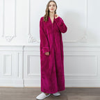 Extra Long Plush Flannel Robe for Women Warm Winter Bathrobe