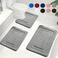 Memory Foam Bath Mat Set Absorbent Non-Slip Bathroom Rugs with U-Shaped Toilet Mat Machine Washable Three Piece Set