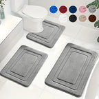 Memory Foam Bath Mat Set Absorbent Non-Slip Bathroom Rugs with U-Shaped Toilet Mat Machine Washable Three Piece Set