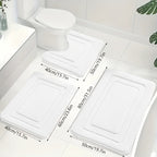 Memory Foam Bath Mat Set Absorbent Non-Slip Bathroom Rugs with U-Shaped Toilet Mat Machine Washable Three Piece Set