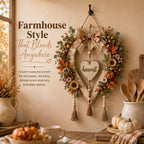 Fall Harvest Heart Wreath with Pumpkins and Sunflowers for Front Door