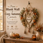 Fall Harvest Heart Wreath with Pumpkins and Sunflowers for Front Door