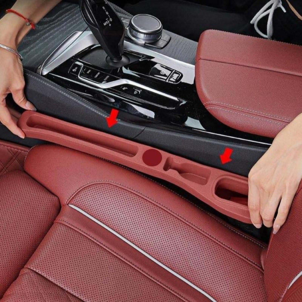 Faux Leather Car Seat Gap Filler Organizer Pair with Storage Slots