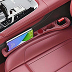 Faux Leather Car Seat Gap Filler Organizer Pair with Storage Slots