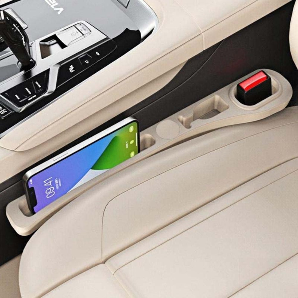Faux Leather Car Seat Gap Filler Organizer Pair with Storage Slots