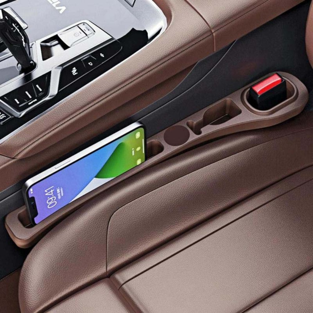 Faux Leather Car Seat Gap Filler Organizer Pair with Storage Slots