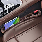 Faux Leather Car Seat Gap Filler Organizer Pair with Storage Slots