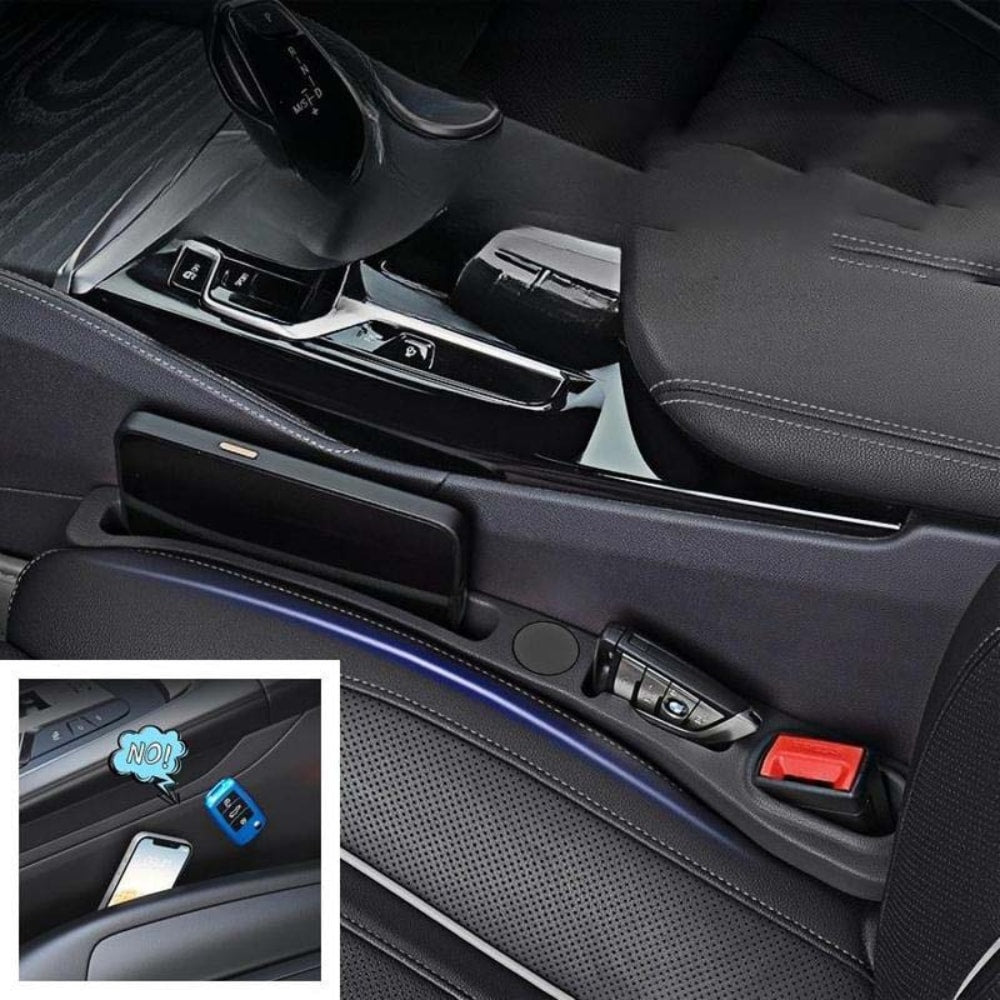 Faux Leather Car Seat Gap Filler Organizer Pair with Storage Slots