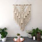 Boho Macrame Wall Hanging Handwoven Geometric Tapestry with Fringe and Tassels Wall Decor for Bedroom and Living Room