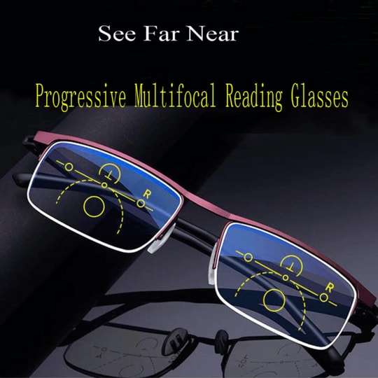 Flexible Titanium Progressive Reading Glasses with Blue Light Filter