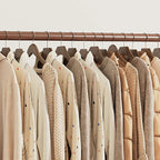 Foldable Beech Wood Clothes Rack with Storage Shelves and Side Hooks