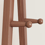 Foldable Beech Wood Clothes Rack with Storage Shelves and Side Hooks