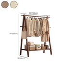 Foldable Beech Wood Clothes Rack with Storage Shelves and Side Hooks