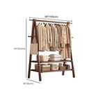 Foldable Beech Wood Clothes Rack with Storage Shelves and Side Hooks