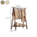 Foldable Beech Wood Clothes Rack with Storage Shelves and Side Hooks