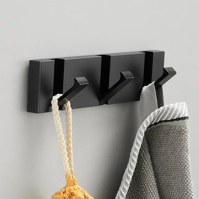 Folding Wall Mounted Coat Hook Rack with Flip Down Hooks for Entryway