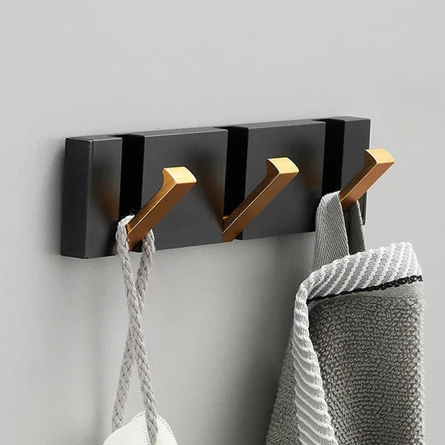 Folding Wall Mounted Coat Hook Rack with Flip Down Hooks for Entryway