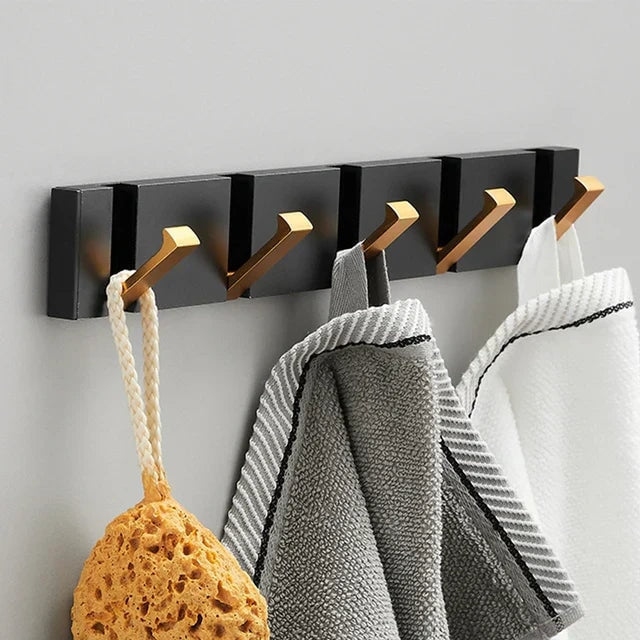 Folding Wall Mounted Coat Hook Rack with Flip Down Hooks for Entryway