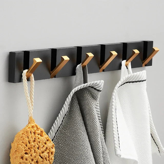 Folding Wall Mounted Coat Hook Rack with Flip Down Hooks for Entryway