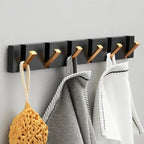 Folding Wall Mounted Coat Hook Rack with Flip Down Hooks for Entryway