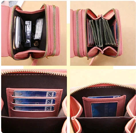 Small Crossbody Phone Bag for Women Anti-Theft RFID Blocking Wallet Purse with Touchscreen Window Card Slots and Adjustable Shoulder Strap
