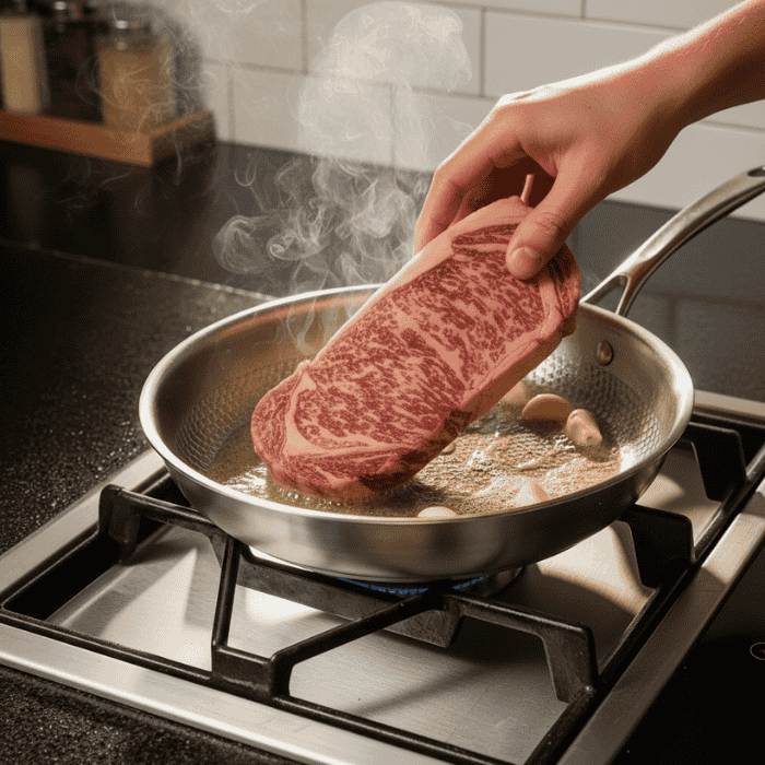 Uncoated Stainless Steel Frying Pan Three-Layer Skillet for Induction Gas Electric and Ceramic Cooktops