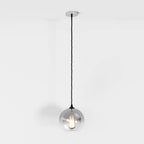 Glass Globe Pendant Light with Metal Dome Top