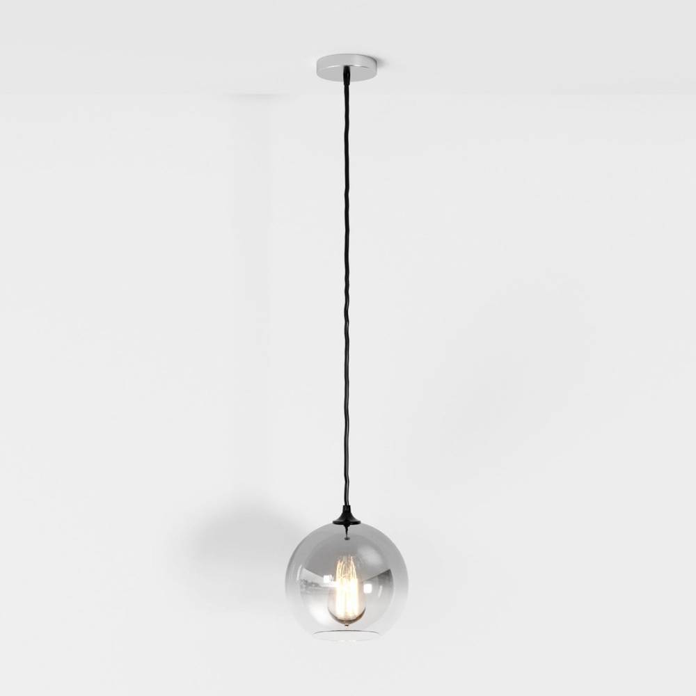 Glass Globe Pendant Light with Metal Dome Top