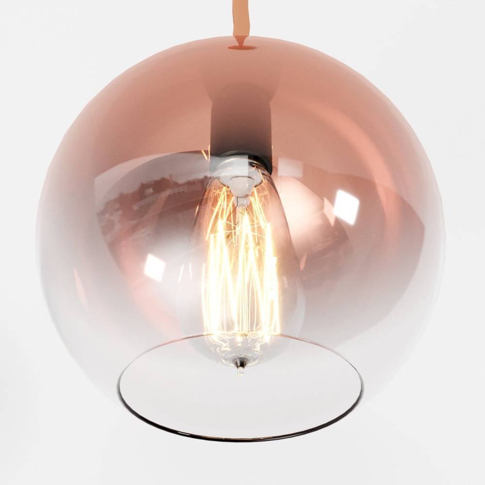 Glass Globe Pendant Light with Metal Dome Top