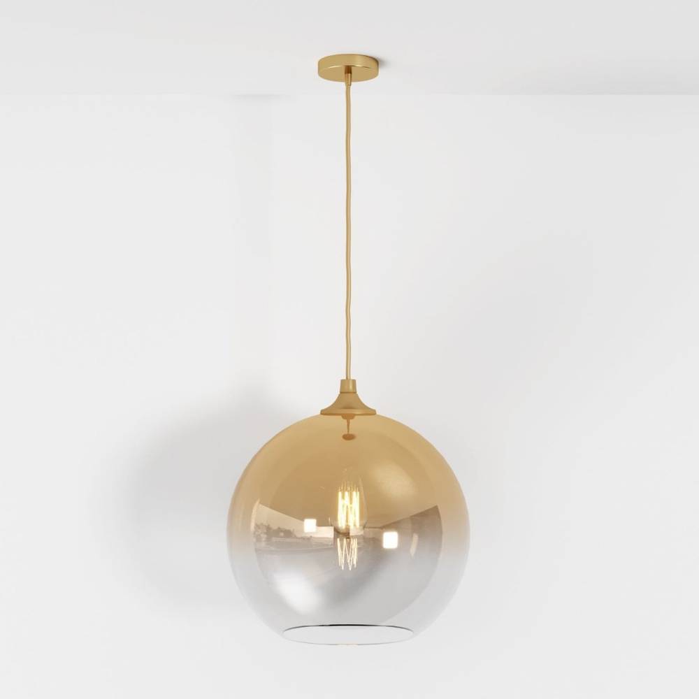 Glass Globe Pendant Light with Metal Dome Top