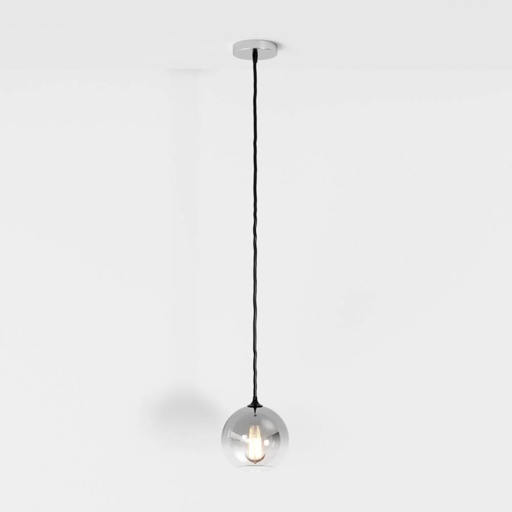 Glass Globe Pendant Light with Metal Dome Top