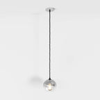 Glass Globe Pendant Light with Metal Dome Top