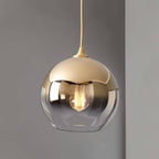 Glass Globe Pendant Light with Metal Dome Top