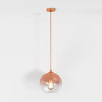 Glass Globe Pendant Light with Metal Dome Top