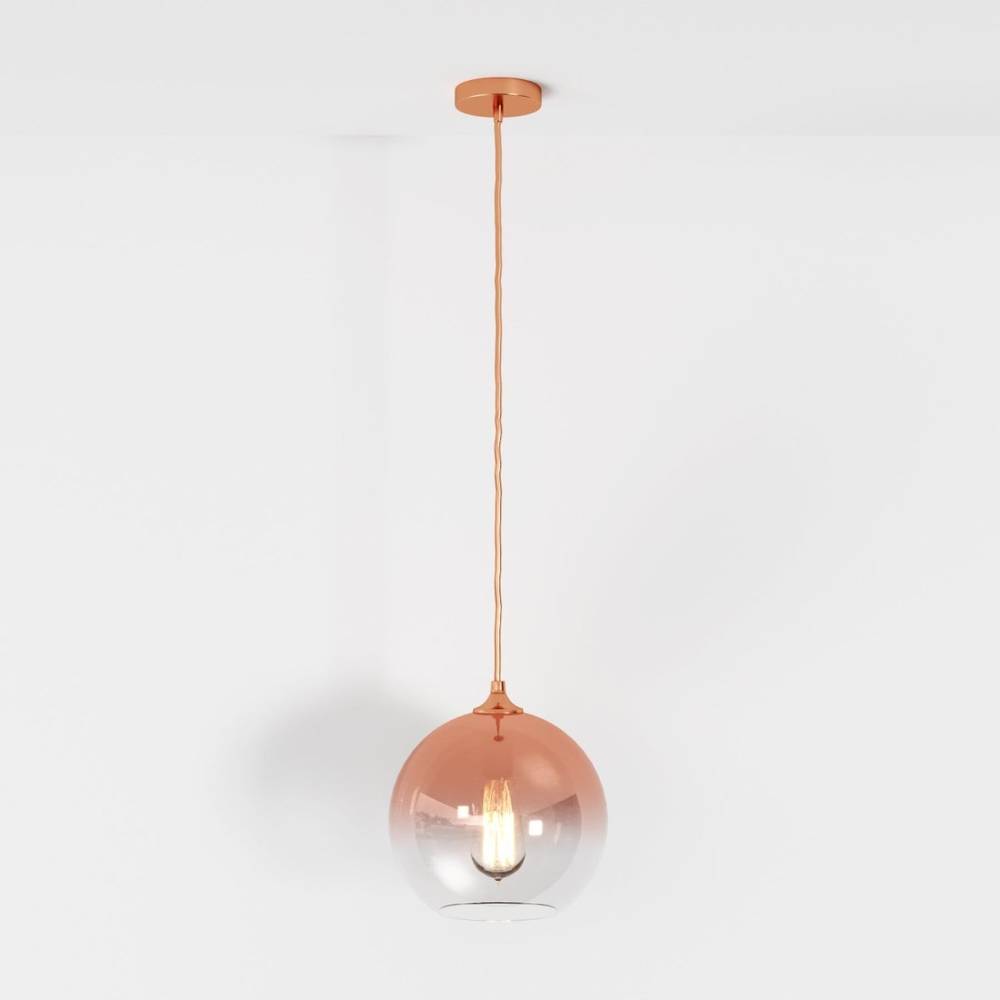 Glass Globe Pendant Light with Metal Dome Top