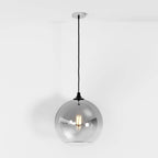 Glass Globe Pendant Light with Metal Dome Top
