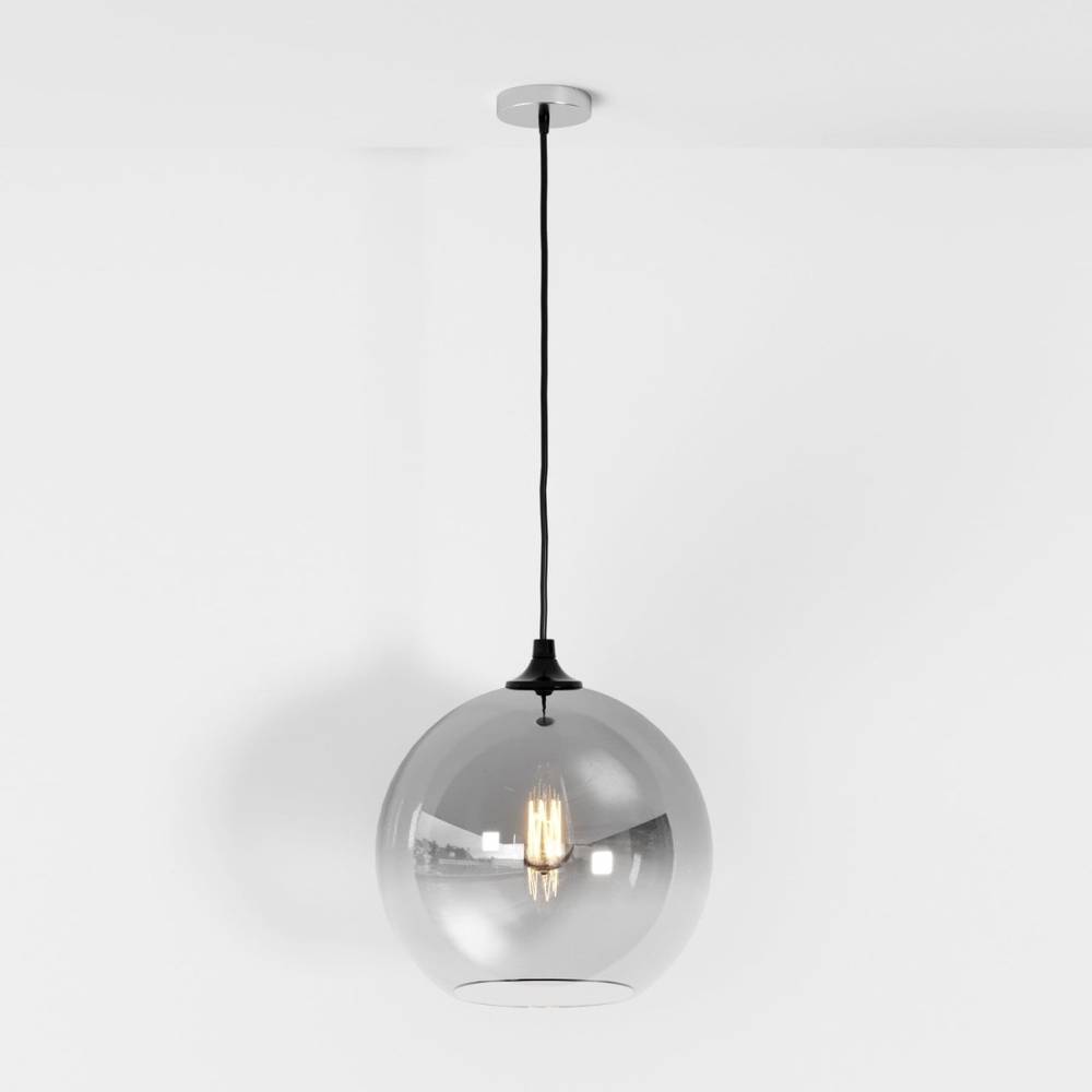 Glass Globe Pendant Light with Metal Dome Top